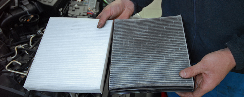 dirty & new cabin air filter comparison