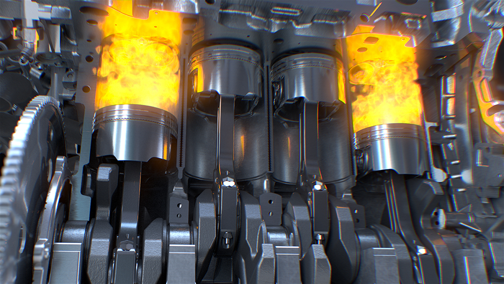 image shows what happens inside combustion chamber of a a car engine